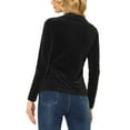 thumbnail image 3 of Allegra K Women's Textured Work Velvet Blouse Long Sleeve V Neck Solid Color Shirt Blouse, 3 of 5