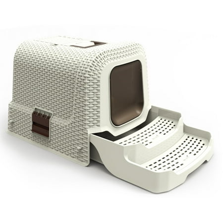 Iconic Pet Kittyklean Litter Box With Rattan Finish