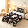 thumbnail image 5 of Homewish Cute Fairies Bird Hedgehog Twin Sheets,Kawaii Mushrooms Flowers Bedding,Black,3pcs,1 Flat Sheet,1 Fitted Sheet and 1 Pillowcase, 5 of 6
