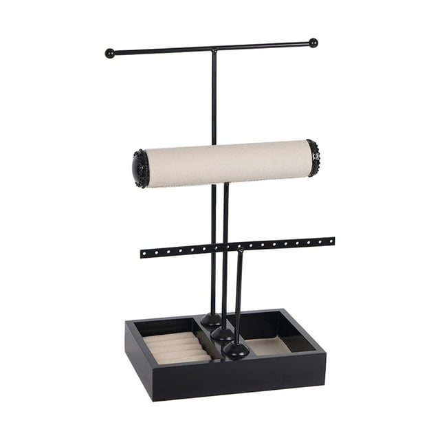 Jewelry Display St Hanging Box Accessories Watch Modern Display Tree Desktop Tier Design Bracelet Base Organizer Holder Black