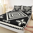 thumbnail image 4 of jejeloiu Bold Aztec King Sheets For Men Women,Tribal Pattern Bedding,Black White,4-Piece,1 Flat Sheet, 1 Fitted Sheet and 2 Pillowcases, 4 of 6