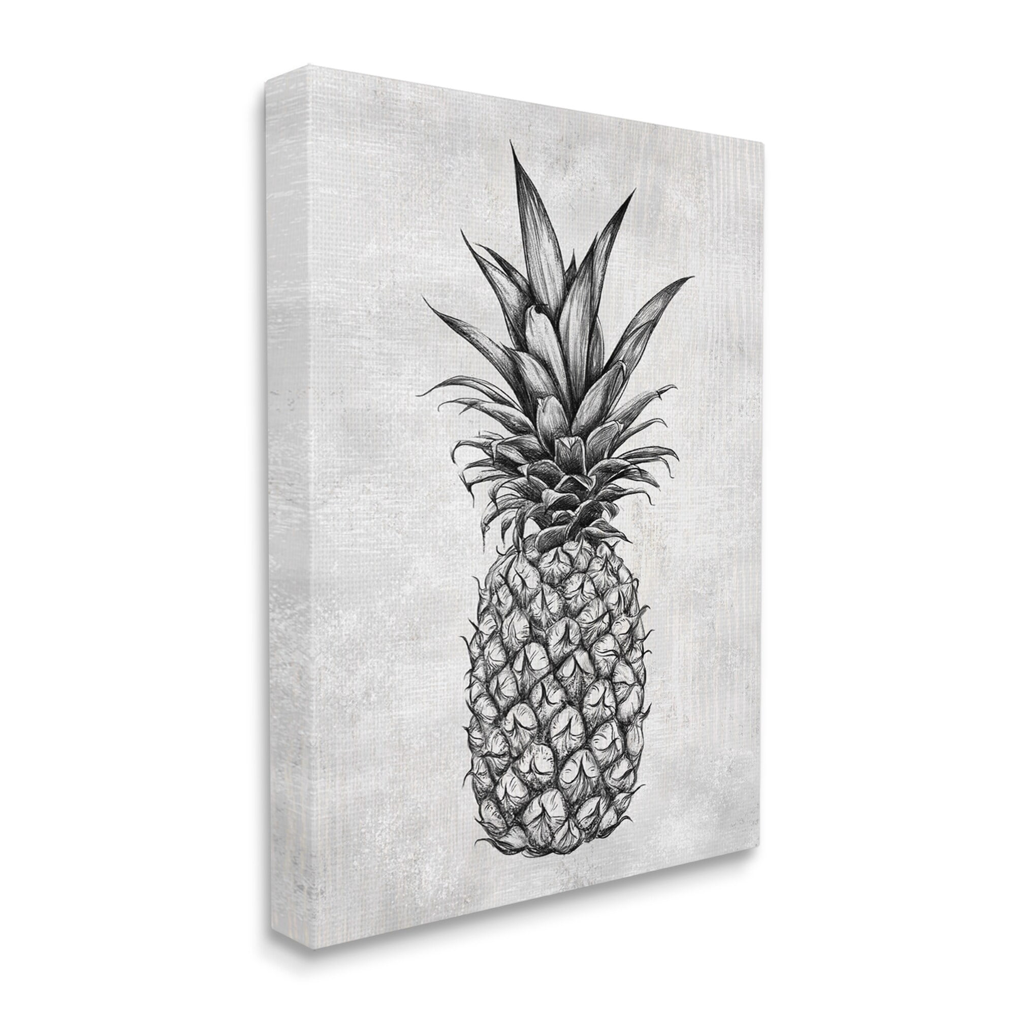 Stupell Industries Bold Pineapple Line Drawing Rustic Pattern Black White, 30 x 40,Design by Ziwei Li