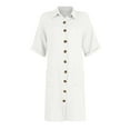 Jzuxvd Cotton Linen Dresses for Women 2024 Short Sleeve Casual Midi