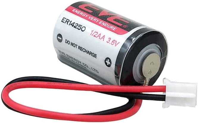2pcs) 1/2 AA Battery ER14250 3.6V 1200mAh Lithium Battery with Plug Compatible with EVE ER14250 1/2 AA LS14250