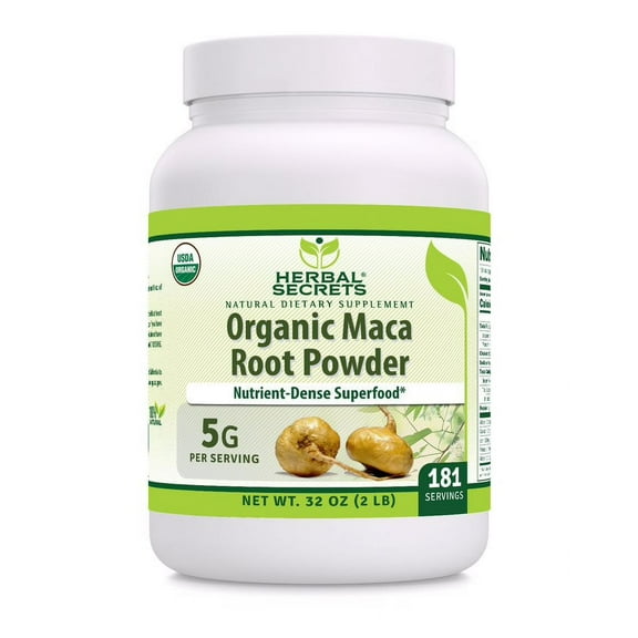 Herbal Secrets USDA Organic Maca Root 5000mg Per Serving Powder Supplement | 32 Oz | 5 Grams per Serving | Non-GMO | Gluten Free | Ideal for Vegetarians