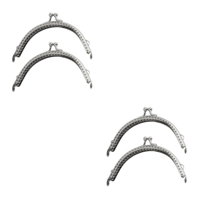 Transemion 2pieces Exquisite Patterns On Metal Purse Frame For Unique DIY Metal Purse Frame Kiss Clasp Lock Sturdy And Durable silver 8.5CM 2Set