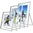 thumbnail image 1 of Gold Floating Frame ;x; Vertical Set For Picture x x x Tabletop Shelf Photo Frame Classy For Wedding Birthday Anniversary Home or Office Decor, 1 of 8