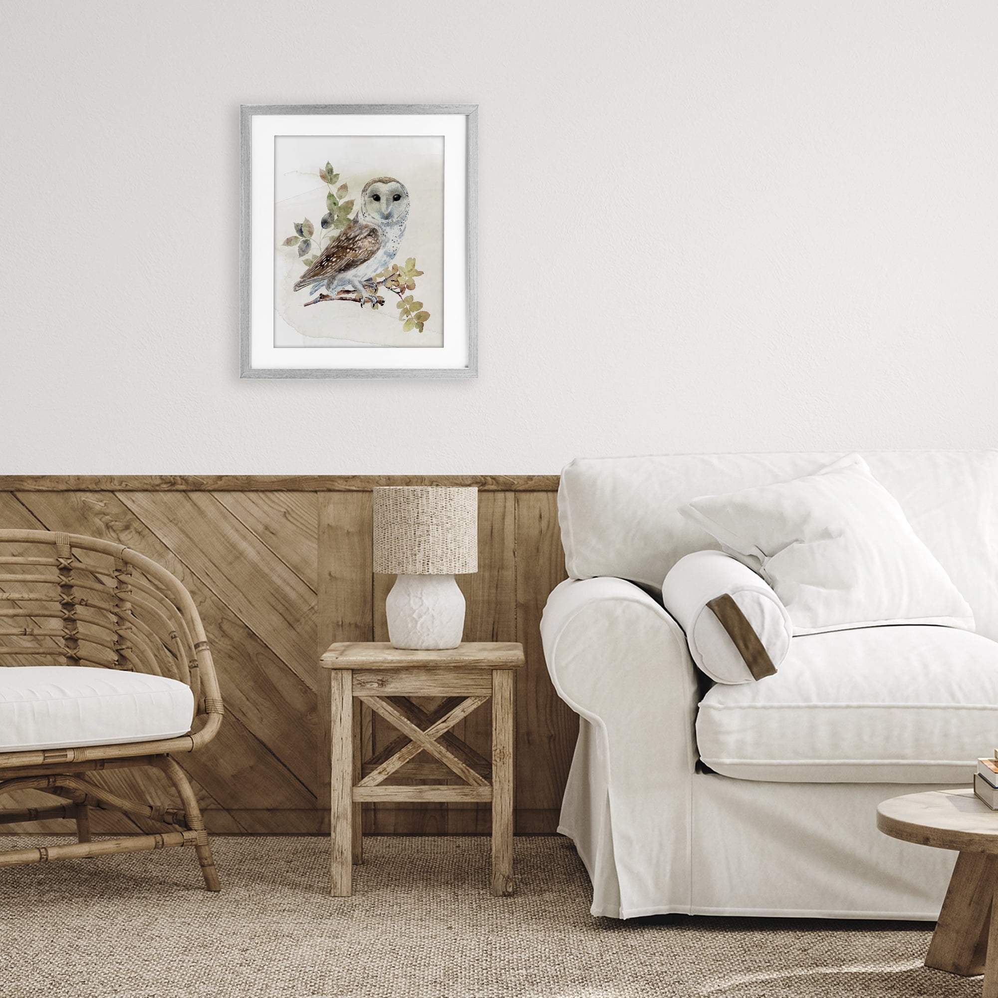 Stupell Industries Owl Among Autumn Leaves Gray Framed Print Under Glass, design by CAD Designs