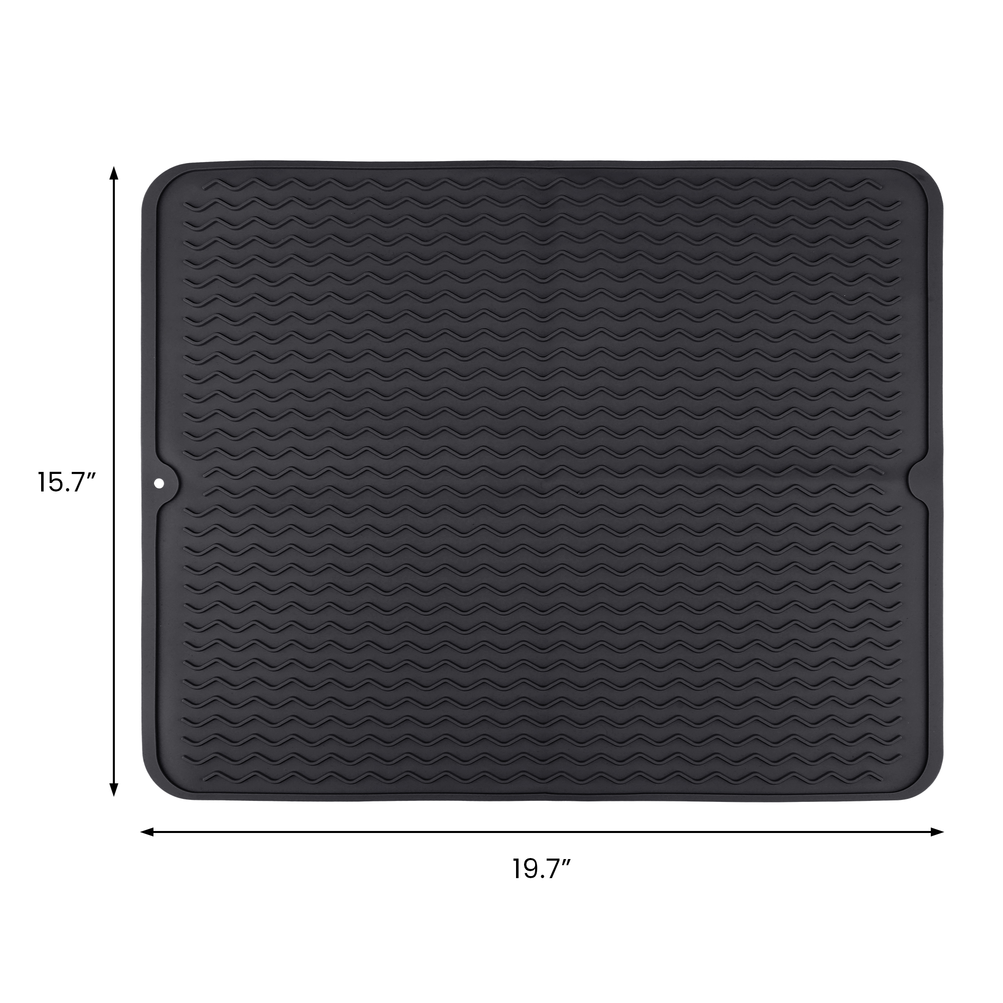 Unique Bargains Silicone Easy Clean Waterproof Dish Drying Mat Black 19.7*15.7 inch