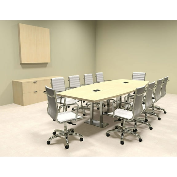 Modern Boat Shaped Steel Leg 10' Feet Conference Table, #OF-CON-CM18