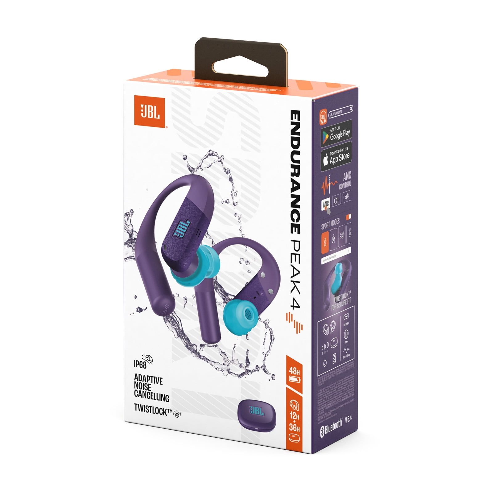 JBL Endurance Peak 4 - True Wireless Noise Cancelling Sport Earbuds - Purple