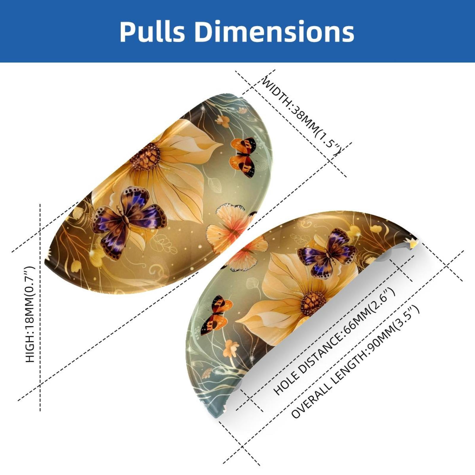 PhooArto 6 Pcs Cup Drawer Pulls, Flowers Butterflies Painting Shell Shape Handles Cabinet Knobs for Dresser Cupboard Closet Wardrobe with Screws