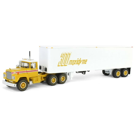 Mack R-Model Day Cab and 40' Vintage Trailer Yellow with Red and White "Mack Anniversary" 1/64 Diecast Model by DCP/First Gear