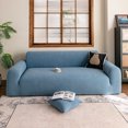 thumbnail image 4 of suxuMhao Solid Color Jacquard Sofa Cover Blue Washable Stretch Slipcover Oversized 120-141 Inches 5 Seater Couch Cover Protector Para Sofa All Season Universal Furniture Protector 1 Piece, 4 of 5