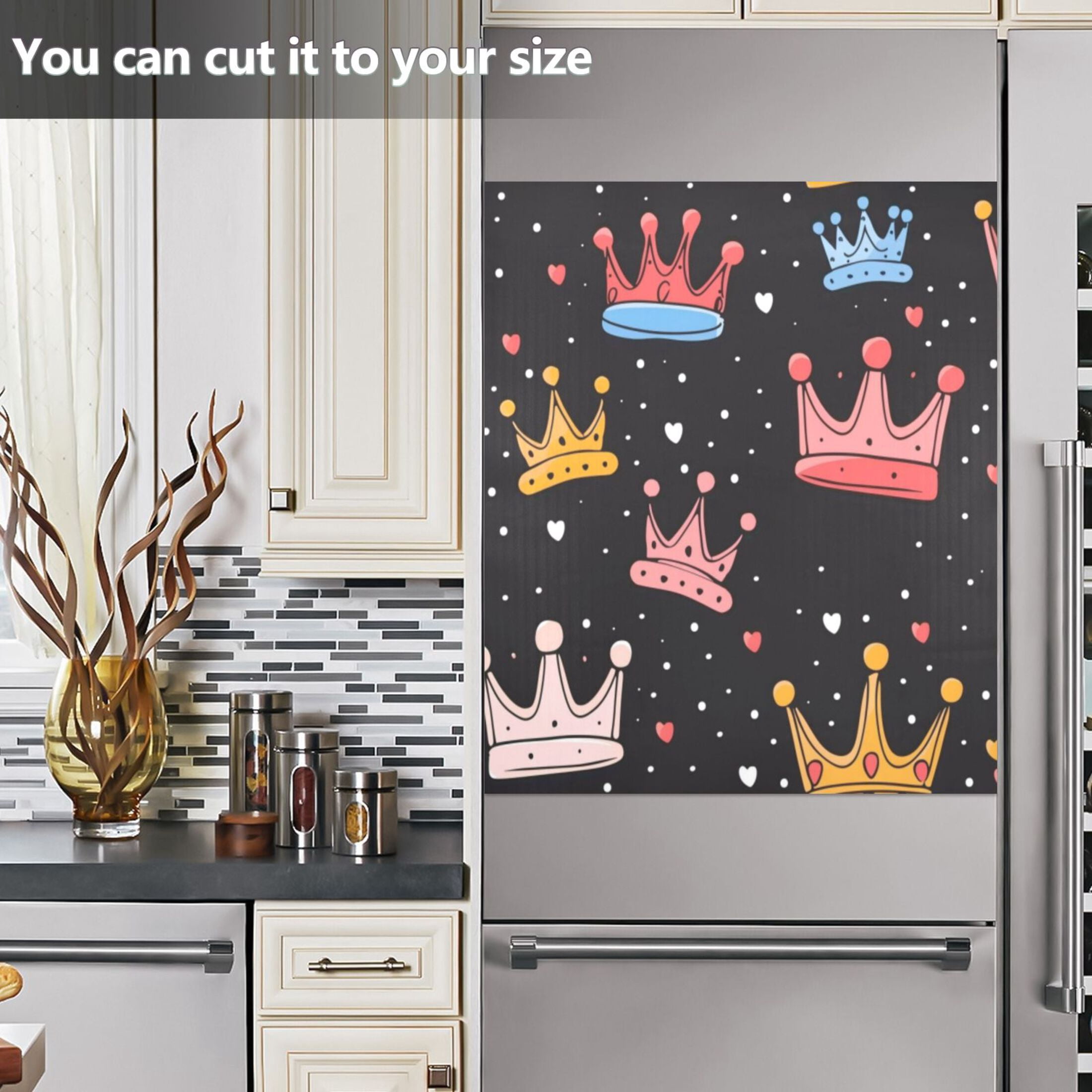 Dishwasher Magnetic Sticker 23x26 Inch Refrigerator Magnetic Sticker Washing Machine Magnetic Sticker Kitchen Panel Magnetic Sticker Home Decor Cartoon Crown Cute