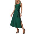 thumbnail image 4 of INSPIRE CHIC Summer Dress Womens Sleeveless Casual Maxi Dress Square Neck Solid Color Waist Strap Long Dresses, 4 of 5