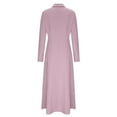 thumbnail image 3 of Mrat Bussiness Dress Women Long Sleeve Lapel Collar Long Shirt Dress Loose V-Neck Dress Button Belt Waist Dress with Pockets S-87 Pink-a L, 3 of 5