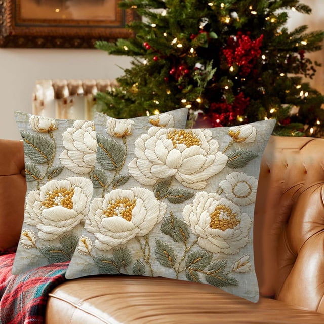Herunwer Summer Sunflower Pillow Covers –Spring Summer Floral Throw Pillow Covers with 3D Effect Imitation Embroidered for Couch, Sofa, Outdoor Patio