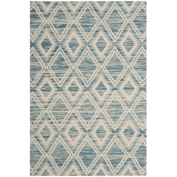 SAFAVIEH Marbella Alicia Geometric Diamonds Wool Area Rug, Dark Blue/Ivory, 3' x 5'