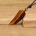 thumbnail image 3 of COAI Wolf Tooth Amulet Brown Tiger Eye Genuine Stones Pendant Necklace, 3 of 4