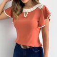 thumbnail image 2 of Babysbule Womens Summer Tops Women Summer Fashion Solid O-Neck Short Sleeve Casual Hollow Out T-Shirt Top, 2 of 6