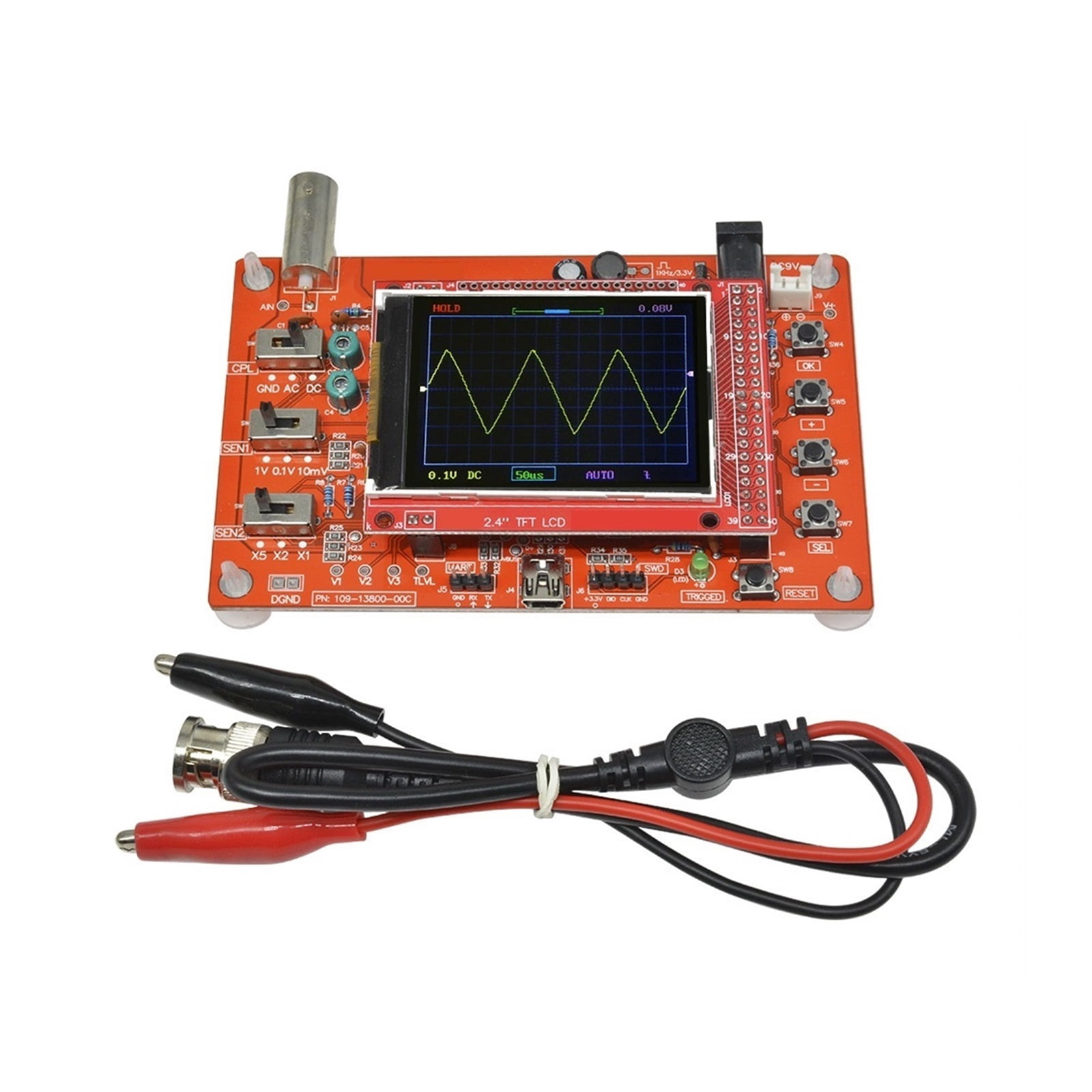 Fully Assembled Digital Oscilloscope 2.4" Display With Probe Test Clip For Electronic Measuring Instrument ,Professional Designed