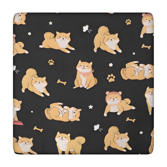 Shiba Inu Square Fitted Tablecloth with Elastic Edge,Square Table Cover,Washable Elastic Table Cover for Home Kitchen Party Decor 34"x34"