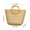 thumbnail image 3 of Bolso de Mano Tejido con Paja de Papel y Asa de Anilla de Ratán – Bolso de Playa de Verano para Mujer, Ideal para Viajes y Vacaciones., 3 of 6