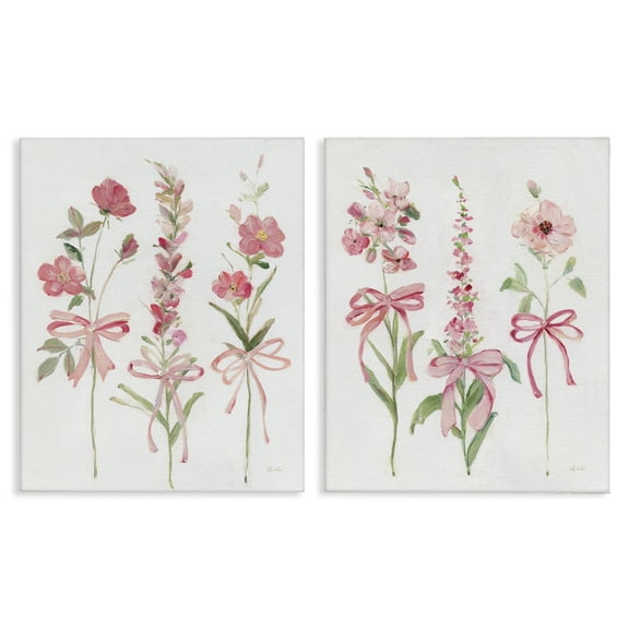 Stupell Industries Soft Fresh Pastel Sprigs Floral Painting Wrapped Canvas Canvas Art Print Wall Art, 16 x 20, Set of 2