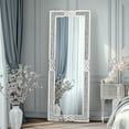 thumbnail image 3 of LUVODI 63" x 22" Luxury Crushed Diamond Full Length Mirror Silver Long Floor Standing Mirror / Wall Mounted, 3 of 13
