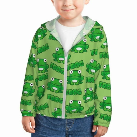 

Rash Guard for Boys Girls - Cute cartoon green Lightweight Long Sleeve Sun Protection Jacket Hooded Cooling Swim Shirt with Zipper for Toddler Kids Children