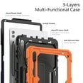 thumbnail image 3 of Allytech Rugged Case for Samsung Galaxy Tab S9 Ultra 14.6 Inch SM-X910 X916B, With Build in Screen Protector 360 Rotating Stand Shockproof Shoulder Strap - Orange, 3 of 11
