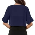 thumbnail image 4 of ERkkoi Women Shrug Soft Chiffon Open Front Sheer 3/4 Sleeve Bolero Cardigan for Evening Dress Dark Blue XXL, 4 of 6