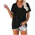 thumbnail image 2 of gakvbuo Womens Tops!Women Casual Short Sleeve Flared Sleeves V-Neck Solid Loose T-Shirt Blouse Tops, 2 of 8