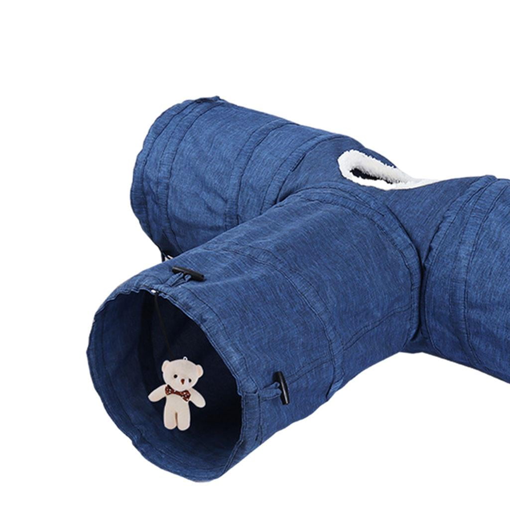 Cat Tunnels for , Tunnel Tube Cat Toys Collapsible, cat Interactive Toy Bed with Ball for Cat Kitten - Blue