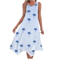 thumbnail image 1 of Ovzne Robes d'Été pour Femmes 2025 Robe pour Femme Mode Été Plage Imprimé Poches Débardeur Col Rond Sans Manches Robe de Vacances Imprimée Liquidation, 1 of 6