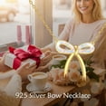 thumbnail image 6 of 925 Sterling Silver Opal Bow Necklace, Gold Plated Chain, Fine Pendant, 6 of 6