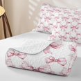 thumbnail image 4 of Erosebridal Pink Bow Silhouettes Bed Spread Queen,Ribbon Coquette Bowtie Queen Coverlet Set For Girls,3pcs, 4 of 7