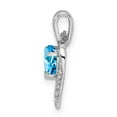 thumbnail image 3 of Auriga Fine Jewelry 925 Sterling Silver Rhodium Heart Swiss Blue Topaz & Diamond Heart Pendant for Women, 3 of 6