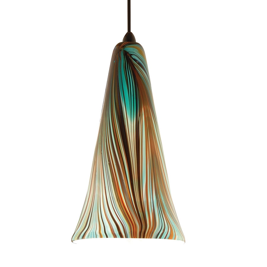 Zanzibar Led Quickconnect Pendant Peacock Shade With Dark Bronze