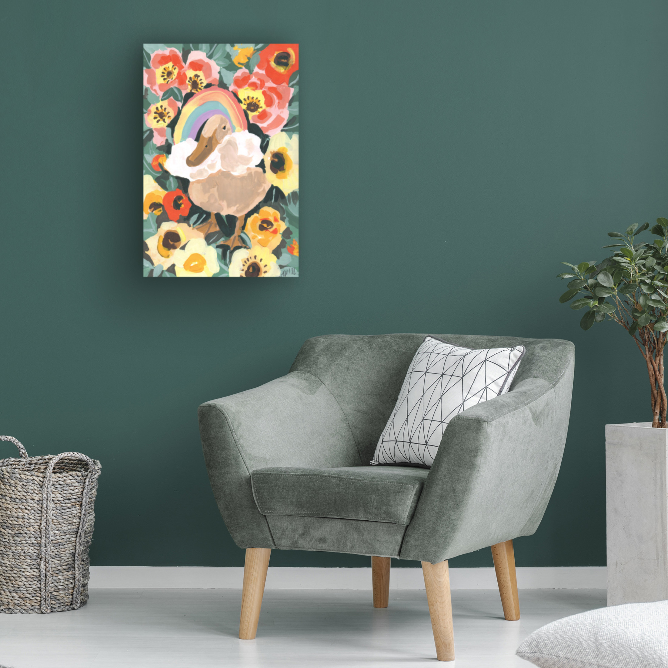 Trademark Fine Art Ania Zwara Duck With Rainbow Canvas Wall Art