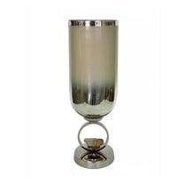 A&B Home Celine Glass Vase with Aluminum Base - 6"Dia. x 17"H - Silver/Cream
