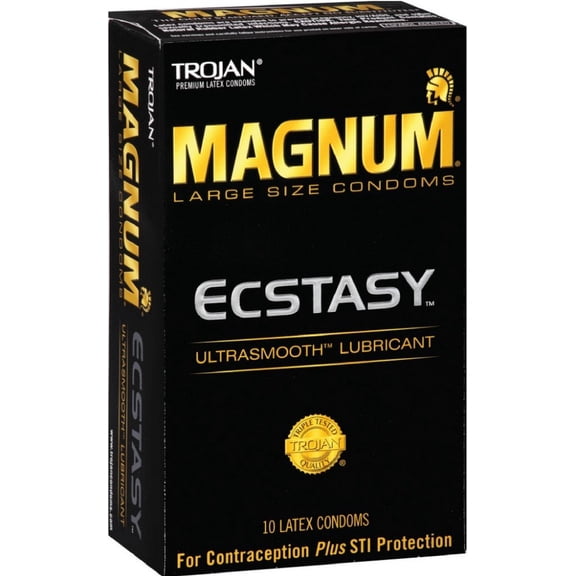 TROJAN MAGNUM Ecstasy Condoms Ultrasmooth Lubricant Large Size 10 Each