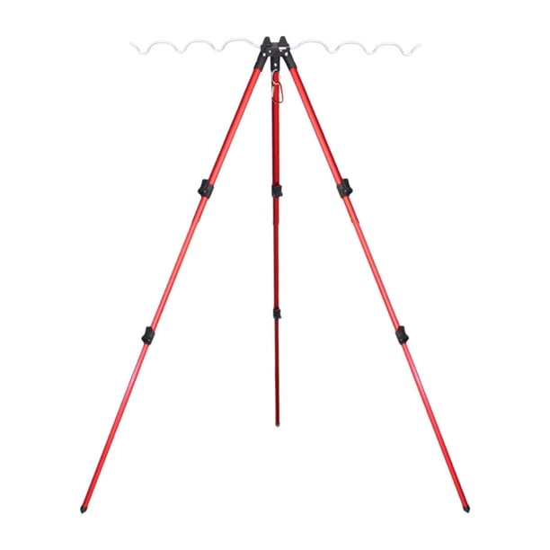 Soporte para caña de pescar con trípode, plegable, portátil, para 7 cañas, soporte para caña de pescar para pescar en la orilla del estanque Rojo