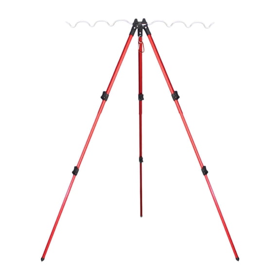 MAGIDEAL Tripod Fishing Rod Holder 7 Rods Stand Foldable Lightweight Fishing Rod Stand Fishing Rod Support Tripod for Lake River Beach Red