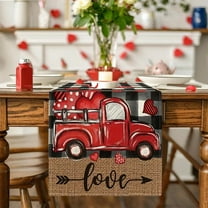 Taotanxi Valentine'S Day Rectangle Tablecloth Red Pink Heart Fabric Table Cloth Washable Table Cover For Wedding Anniversary Holiday Picnic, 13 X 72 Inch