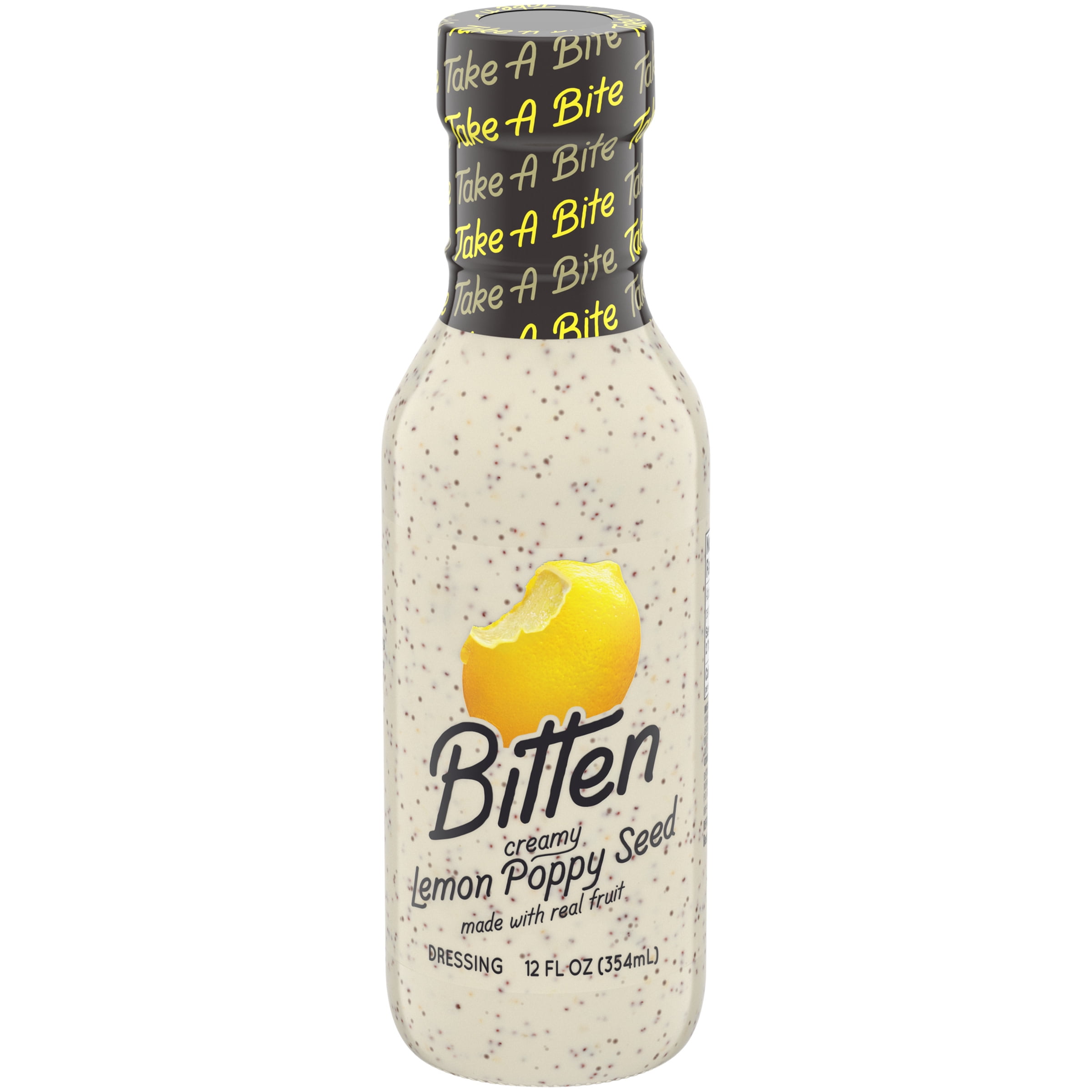 Bitten Lemon Poppy Seed Creamy Dressing with Real Fruit, 12 oz Bottle