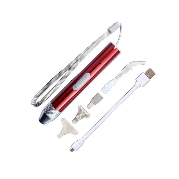 Soidarity Bolígrafos de pintura de cristal, herramienta adhesiva recargable por USB, bolígrafo perforador de punta de aleación de aluminio, accesorios Juegos de manicura Rojo Soidarity CE012409-03B