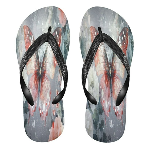 YAZAOOSummer Flip Flops Creatively Glowing Butterfly Among Lanterns Simple Beach Sandals