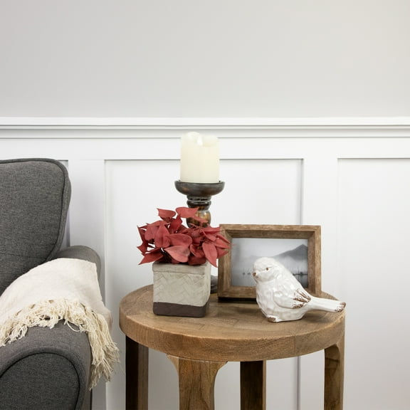 7" Brick Red Artificial Peperomia Plant in Square Lattice Designed Pot